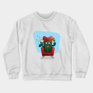 Scared watermelon watching a movie Crewneck Sweatshirt